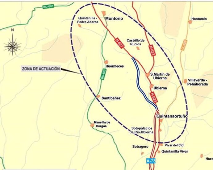 Proyecto del tramo Quintanaortuño-Montorio de la autovía A-73, en Burgos.