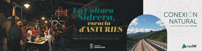 Cartel de la exposición del pabellón del Gobierno del Principado en la Feria Internacional de Muestras de Asturias (Fidma)
