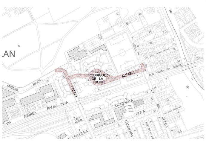 Obras en la plaza Félix Rodríguez de la Fuente, en Palma.