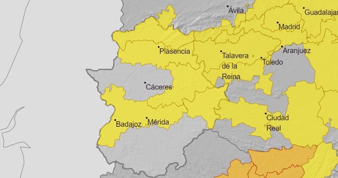 Avisos amarillos en Extremadura para el viernes, 5 de agosto