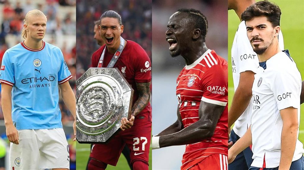Erling Haaland (Manchester City), Darwin Núñez (Liverpool), Sadio Mané (Bayern) y Vitinha (PSG).