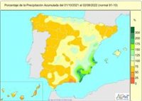 La falta de lluvias acumulada en lo que va de año hidrológico en España hasta el 2 de agosto alcanza el 26%