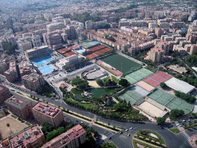 Archivo - Imagen aérea de instalaciones deportivas de Murcia