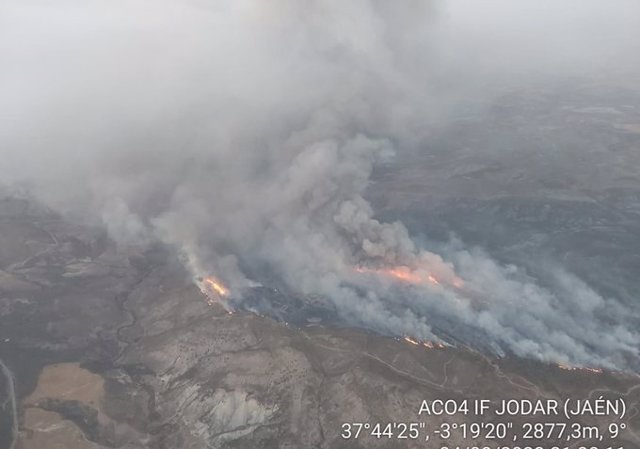 Vista aérea del incendio de Jódar