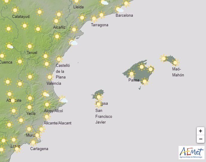 Predicción meteorológica de Aemet.