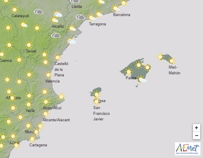 Mapa del tiempo este domingo, 7 de agosto.