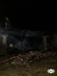 Un incendio calcina un hórreo en Miyeres, Villaviciosa