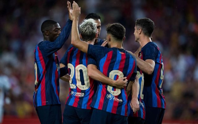 Jugadors del FC Barcelona en el trofeu Joan Gamper