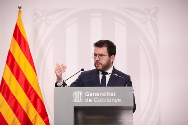 El presidente de la Generalitat, Pere Aragonès, comparece tras la celebración del Consell Executiu en el Palau de la Generalitat, a 2 de agosto de 2022, en Barcelona, Catalunya (España). Archivo.