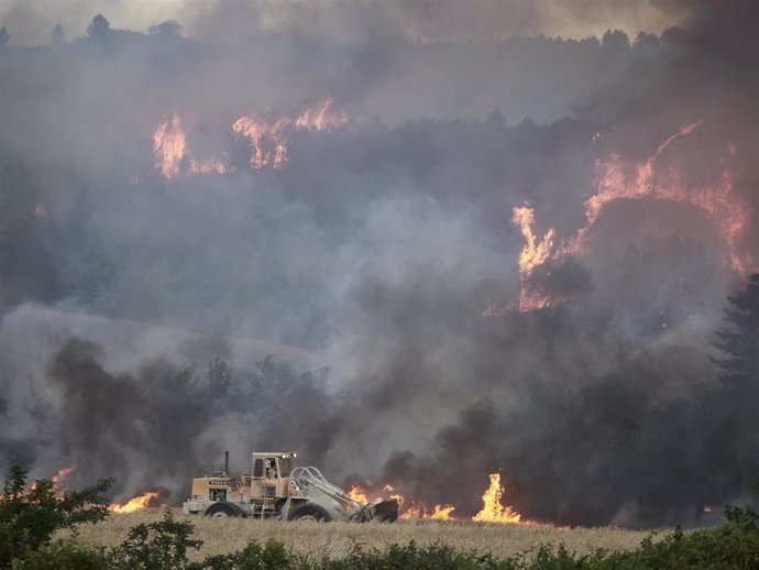 Archivo - Imagen del incendio en Puente la Reina del pasado mes de junio