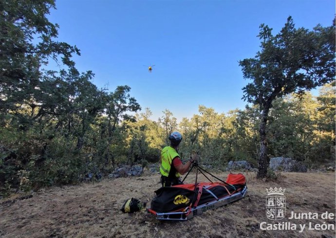 Imagen del rescate del montañero accidentado.