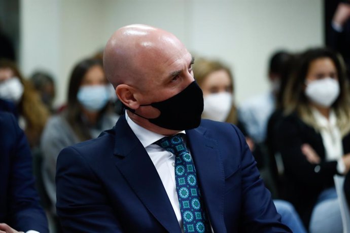 Archivo - Luis Rubiales is seen during the presentation of the Statutes of the Women's Professional Soccer League held at the CSD on March 14, 2022, in Madrid, Spain.