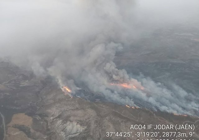 Vista aérea del incendio de Jódar/Archivo