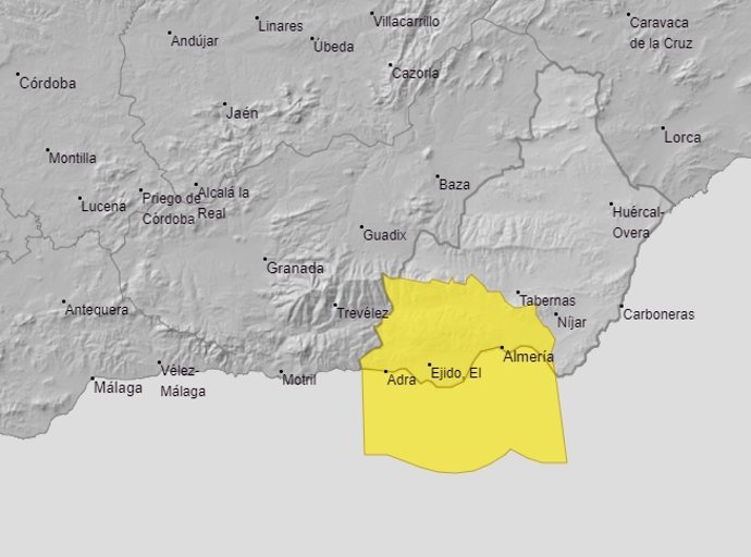 Almería y el Poniente almeriense en aviso amarillo por altas temperaturas y vientos costeros.