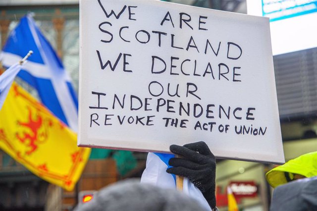 Movilización en glasgow a principios de enero de 2022 en favor de la independencia de Escocia.