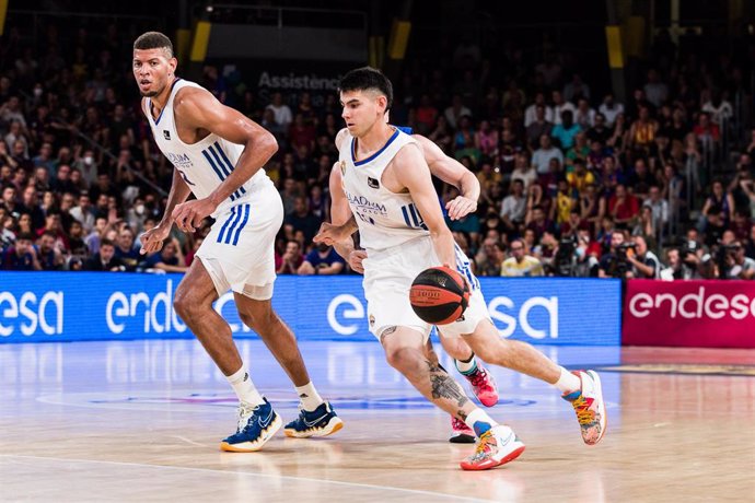 Archivo - Gabi Deck of Real Madrid in action during the ACB Liga Endesa Finals Playoff Game 2 match between FC Barcelona and Real Madrid at Palau Blaugrana on June 15, 2022 in Barcelona, Spain.