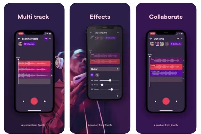 Interfaz de Spotify Soundtrap en un iPhone
