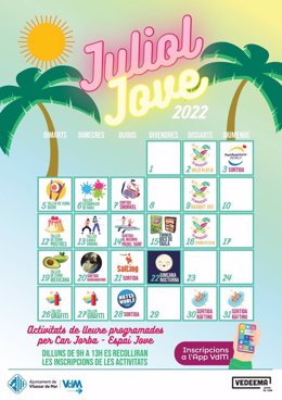 Calendari d'activitats del Juliol Jove de Vilassar de Mar.