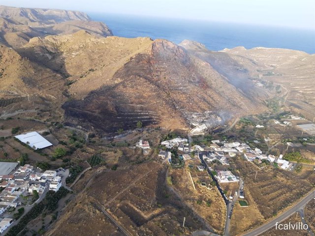 Incendio forestal declarado el miércoles 10 de agosto en el paraje de Las Hortichuelas de Níjar (Almería)