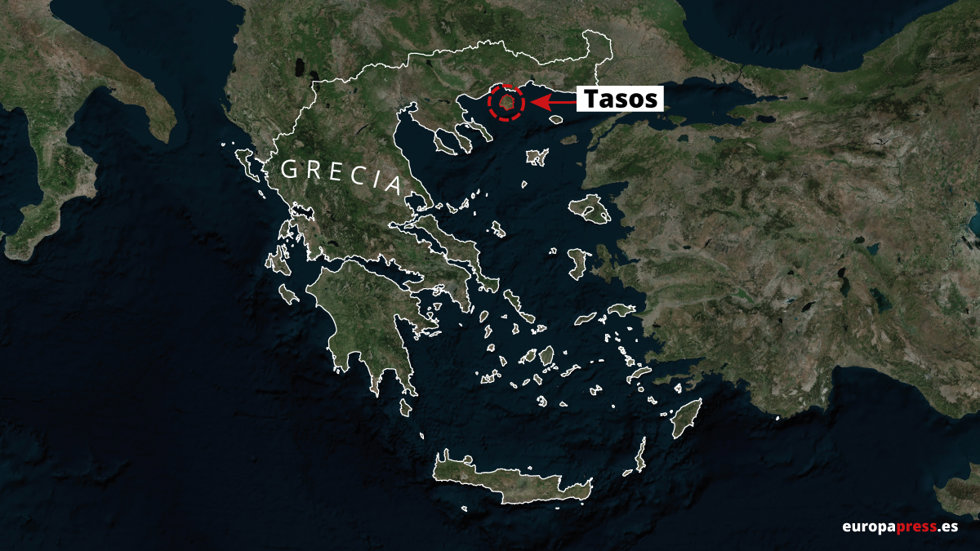 Localización de la isla griega de Tasos