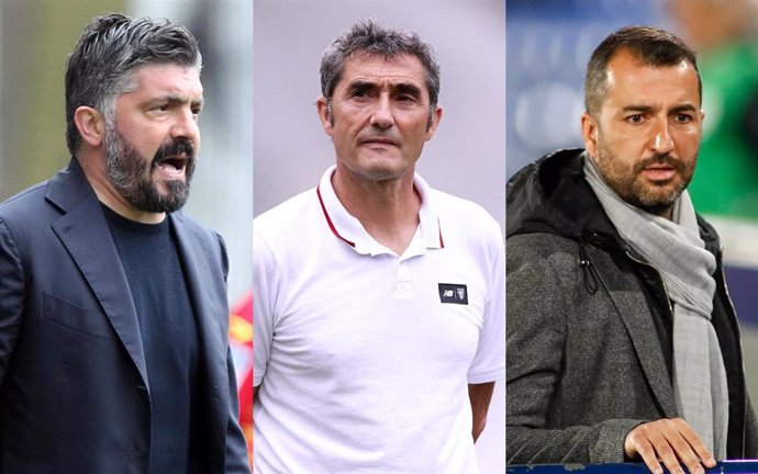 Los entrenadores del Valencia, Athletic Club y Espanyol: Genaro Gattuso, Ernesto Valverde y Diego Martínez