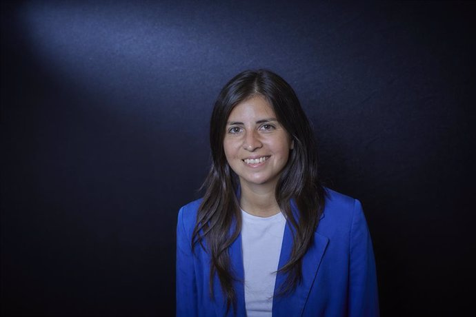 La presidenta de FUTPRO, Amanda Gutiérrez, posa para Europa Press, a 19 de julio de 2022, en Madrid (España). FUTPRO es una asociación formada exclusivamente por mujeres futbolistas que compiten en España, cuyo objetivo es defender los derechos laborale