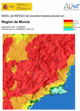 Nivel riesgo de incendio en la Región de Murcia