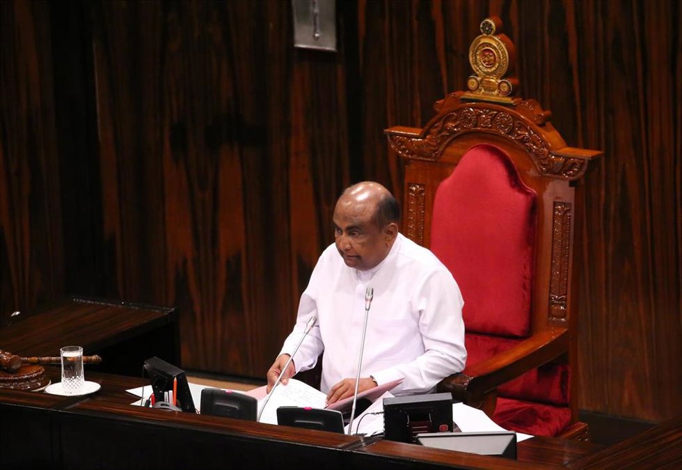 Archivo - El presidente del Parlamento de Sri Lanka, Mahinda Yapa Abeywardena