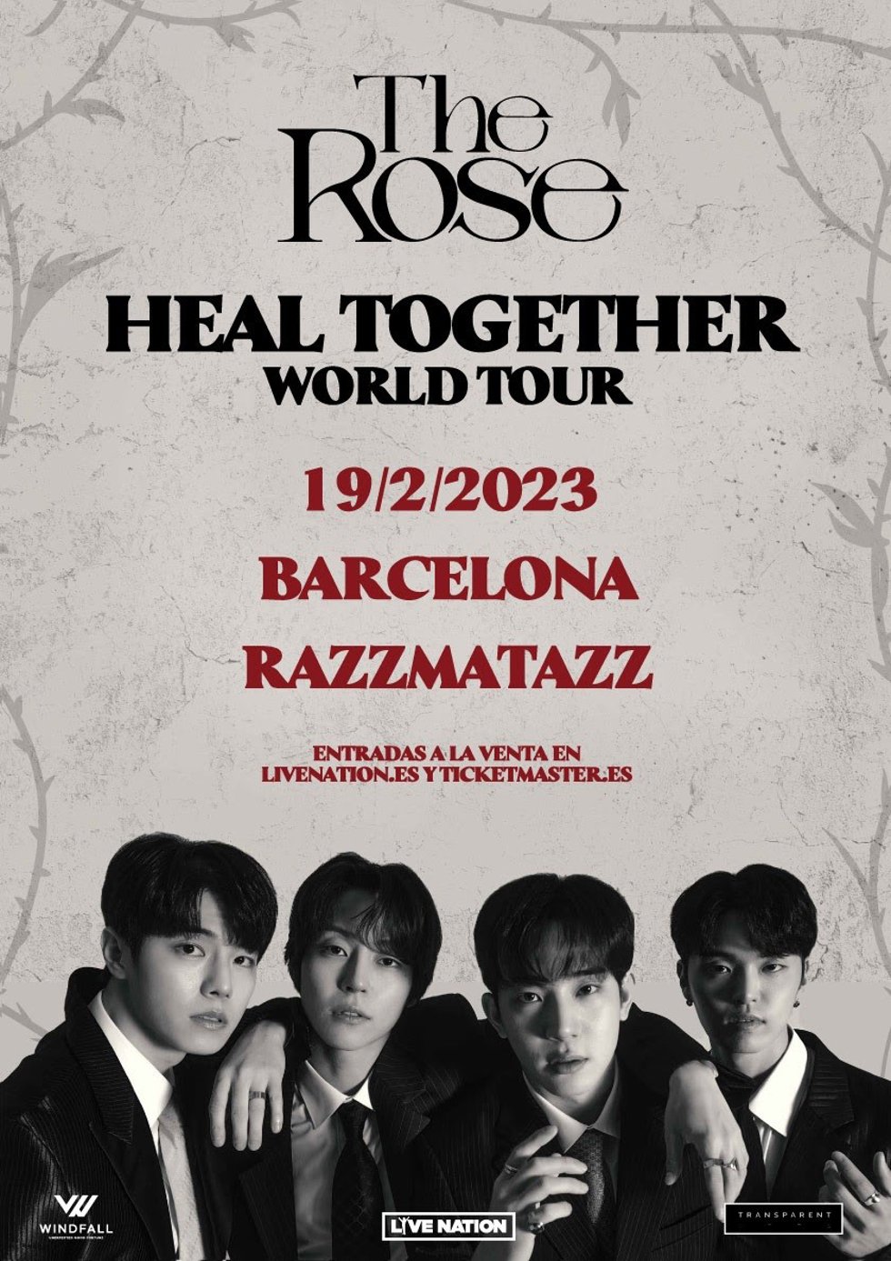 Cartel del concierto de The Rose en Barcelona en 2023