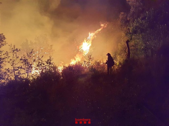 Els Bombers segueixen treballant amb 16 dotacions en l'incendi de Gavarres (Girona)