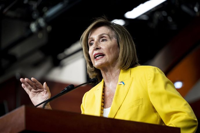 21 July 2022, US, Washington: Speaker of the US House of Representatives Nancy Pelosi speaks during her weekly press conference at the US Capitol. Photo: Michael Brochstein/ZUMA Press Wire/dpa