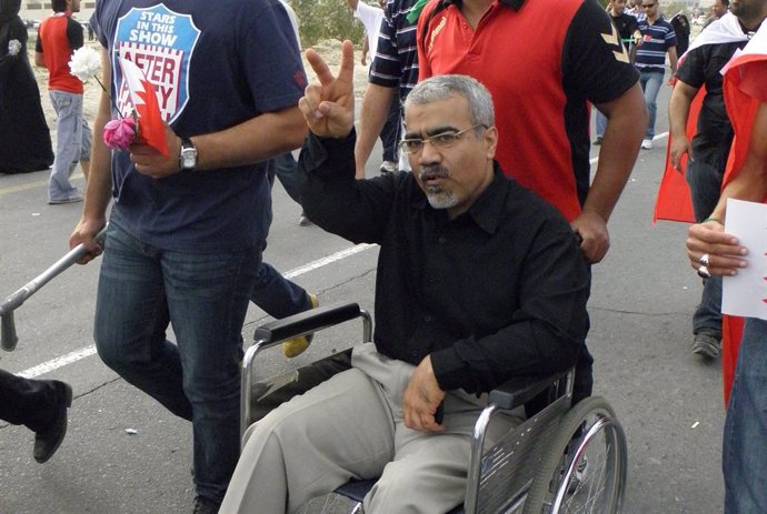 Abduljalil al Singace durante una protesta en 2011