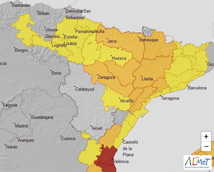 Ampliación aviso naranja por temperaturas máximas.