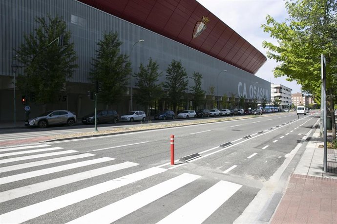 Nuevo carril bici en el entorno del estadio El Sadar