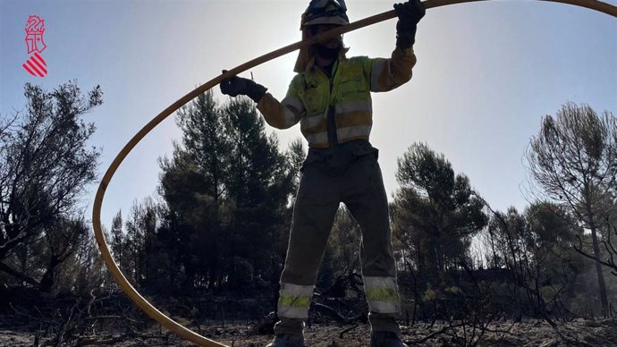 Archivo - Imagen de archivo del Cuerpo de Bomberos en un incendio forestal en Castellón