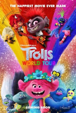 Cartel de la película Trolls 2. Gira mundial, que se proyectará el martes en la plaza Arriurdiñeta de Txantrea