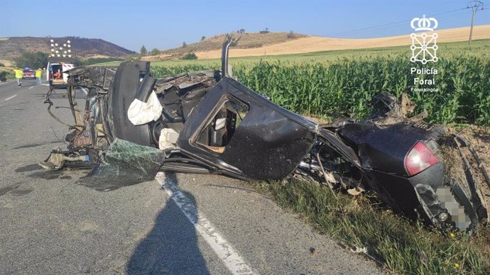 Estado del vehículo tras el accidente en Enériz.