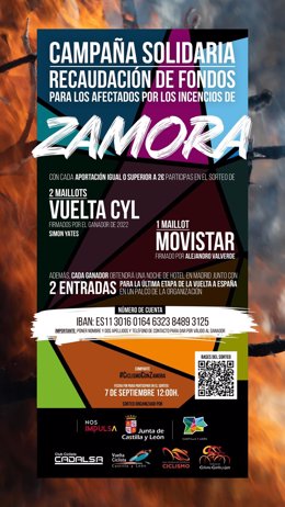 Campaña Solidaria de la Vuelta a Castilla y León con los afectados por los incendios de Zamora.