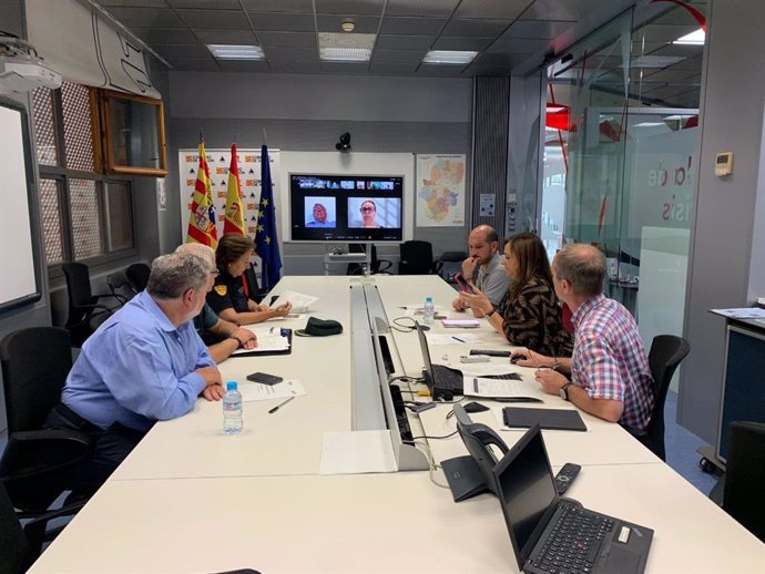 Reunión del Centro de Coordinación Operativa Integrada para analizar la situación del incendio forestal del Añón de Moncayo.