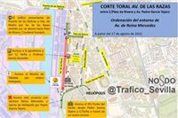La avenida de Las Razas de Sevilla se corta este miércoles al tráfico por un año por la obra del colector Puerto