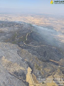 Visión aérea del incendio de Añón del Moncayo (Zaragoza).