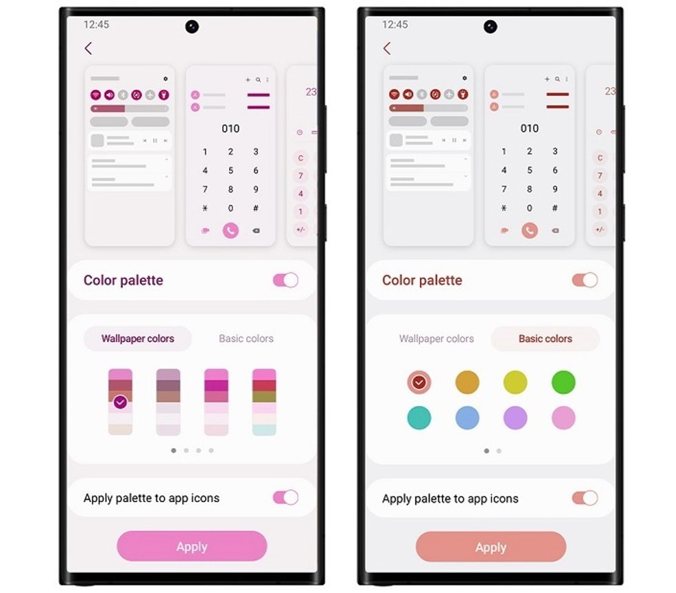 Paletas de color de One UI 5
