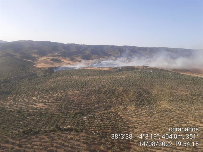 Vista del incendio de Andújar