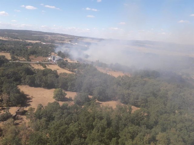 Incendio forestal en Linares de Riofrío (Salamanca).