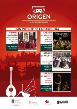 Cartel de las actuaciones de 'La Cultura Contraataca. Origen' en San Vicente de la Barquera