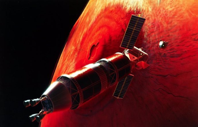 Concepto de nave espacial tripulada en Marte