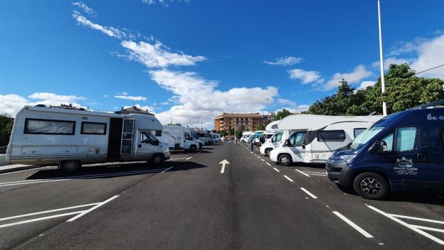 Zona de autocaravanas de La Palomera en la ciudad de León.