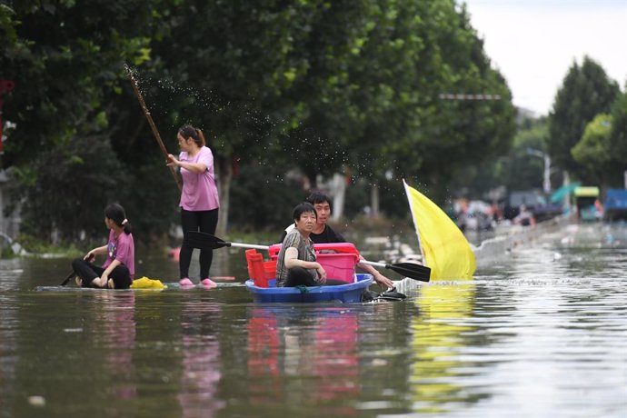 Archivo - Imagen de archivo de una inundación en Chaohu, China.