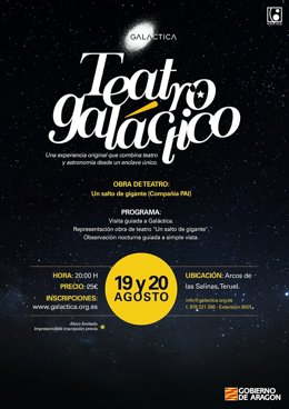 Cartel  de los eventos programados para este fin de semana en wl el Centro de Difusión y Práctica de la Astronomía, Galáctica, entre los que destaca el Teatro Galáctico.