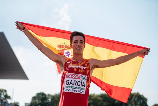 Archivo - Mario García Romo, del Equipo Español, en la final de 1.500m lisos durante el Campeonato de Europa de atletismo Sub23 de Aire Libre celebrado del 8 al 11 de julio de 2021 en Tallin, Estonia